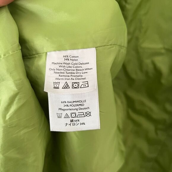 Eddie Bauer Lime Green Lined Button Down Rain Jacket Trench Coat - Picture 11 of 11
